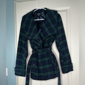 Green Plaid Peacoat